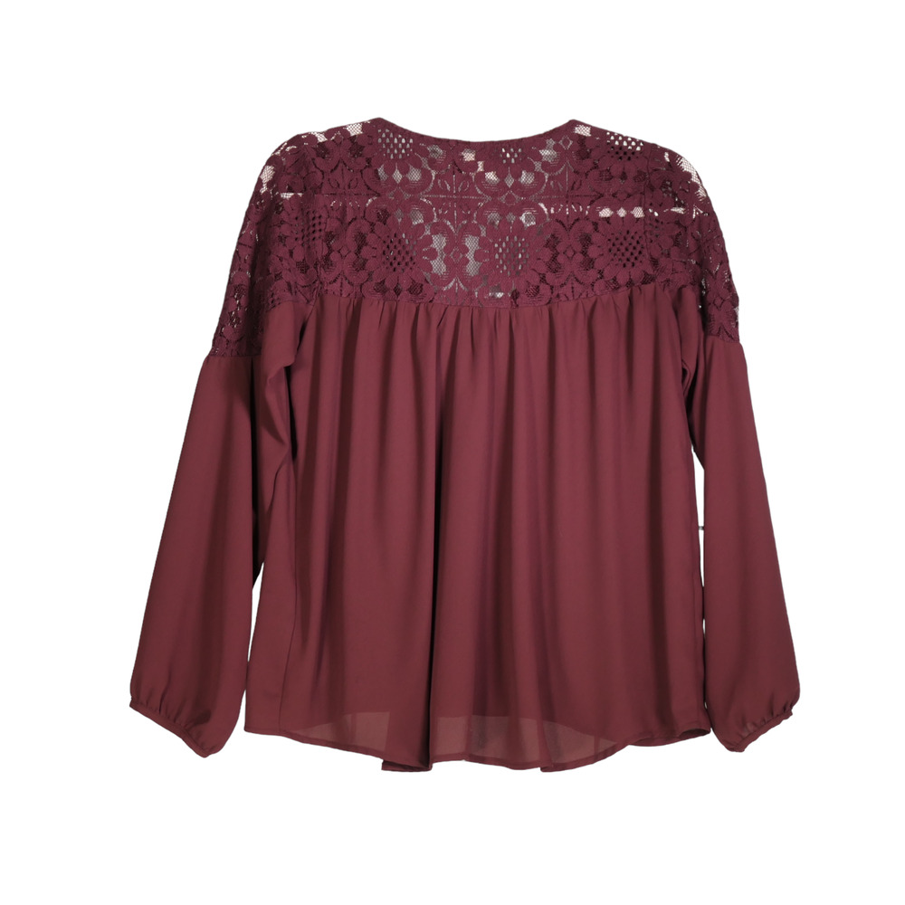 Abercrombie Fitch Peasant Blouse Women Small Brown Lace Detail Lightweight Boho - Picture 4 of 5